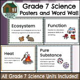 Grade 7 SCIENCE Word Wall and Posters (NEW 2022 Ontario Cu
