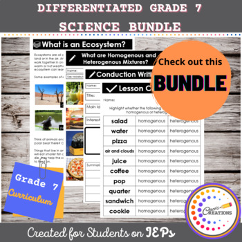 Preview of Grade 7 Science Bundle | Differentiated | Ontario Curriculum