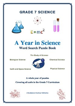 Preview of Grade 7 Science FULL YEAR of Wordsearch Puzzles ALL AREAS 115 Pages