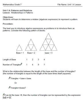 alberta math grade 7 unit 1 lesson 3 4 patterns and relations basic relations