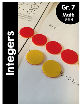 Preview of Grade 7, Unit 6: Integers (Ontario Mathematics - 2005)