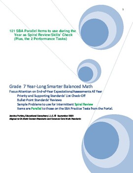 Preview of Grade 7 Math - SBA Test Prep and Practice:  121 Parallel Spiral Review Items
