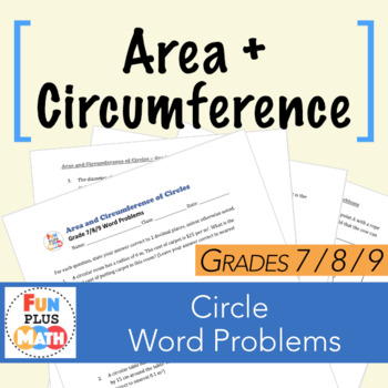 Preview of Grade 7/8/9 Area and Circumference of Circles - Word Problems (Editable)