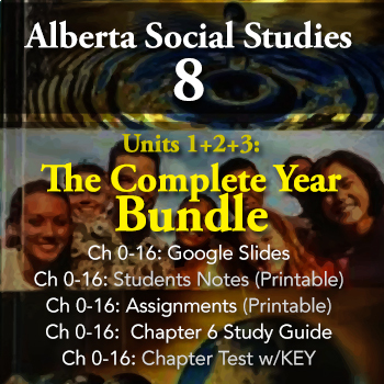 Preview of Grade 8 Alberta Social Studies Unit 1-3: Complete Year Bundle