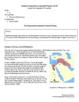 Preview of Grade 8_Ancient Writing_Informative/Explanatory_ACAP Writing Prompt _8I.4