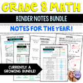 Grade 8 Binder Notes Worksheets Growing Bundle - Entire Year