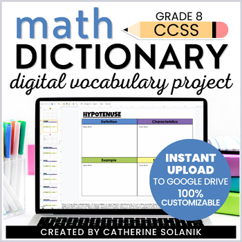 Preview of Grade 8 CCSS Math Dictionary Digital Resource Year-Long Math Vocabulary Project