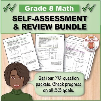 Preview of 8th-9th Grade Math Self-Assessment BUNDLE, Forms A-D | Pretests, Posttests