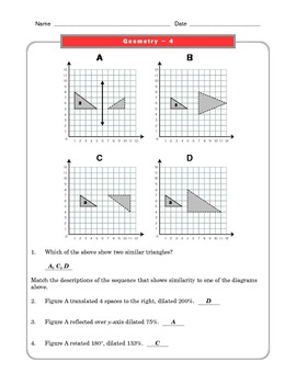 Grade 8 Common Core Math Worksheets: Geometry 8.G 4 by The Worksheet Guy