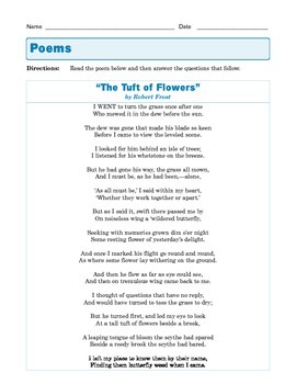 grade 8 common core reading poetry the tuft of flowers by robert frost