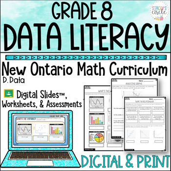 Preview of Grade 8 Ontario Math Data Literacy Digital Slides Worksheets and Assessments