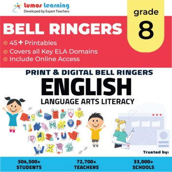 Preview of Grade 8 ELA Bell Ringers - 45+ Printable Bell Ringers - Full Year Bundle