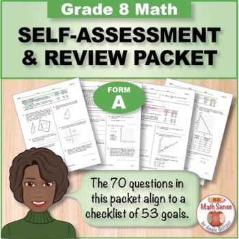 Preview of Grade 8 Form A Math Self-Assessment Packet - 70 Questions { Print & Digital }