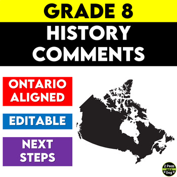 Preview of Ontario Report Card Comments - Grade 8 History Editable