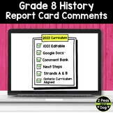 Grade 8 History Ontario Report Card Comments
