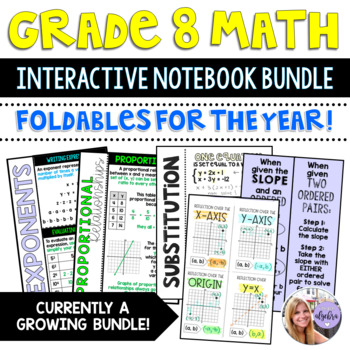 Preview of Grade 8 Interactive Notebook Growing Bundle - Foldables & Flipbooks for the Year