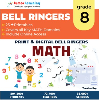 Preview of Grade 8 MATH Bell Ringers - 35+ Printable Bell Ringers - Full Year Bundle