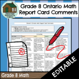 Grade 8 MATH Ontario Report Card Comments (Use with Google Docs™)