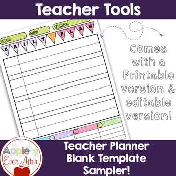 Preview of Daily Planner Template - Teacher Binder