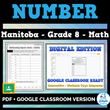 Preview of Grade 8 - Manitoba Math - Number - GOOGLE AND PDF