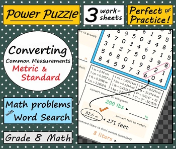 Preview of Grade 8 Math, Convert Common Measurements (Metric & Standard) - bundled set of 3