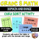 Grade 8 Math - Domain and Range Task Card Sort Activity