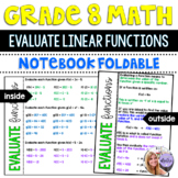 Grade 8 Math - Evaluate Linear Functions Foldable for Inte
