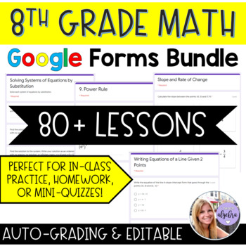 Preview of Grade 8 Math Google Forms - Bundle for the Entire School Year