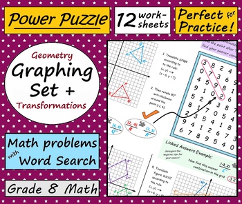 Preview of Grade 8 Math: Graphing Plus SET (Geometry) - bundled set of 12