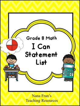 Preview of Grade 8 Math I Can Statement List - Saskatchewan Curriculum