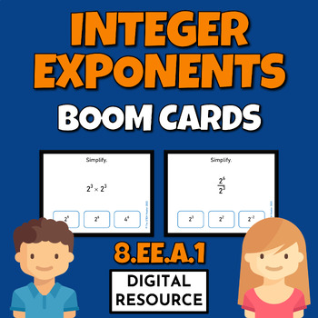 Preview of Grade 8 Math Integer Exponents 8.EE.1 Boom Cards Digital Resource