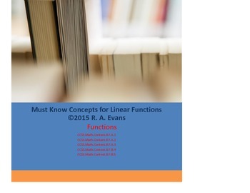 Preview of Grade 8 - Must Know Concepts for Linear Functions