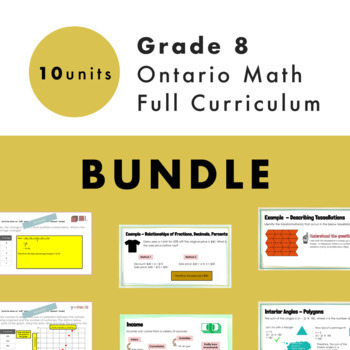 Preview of Grade 8 NEW Ontario Math Curriculum Full Year Digital Slides Bundle