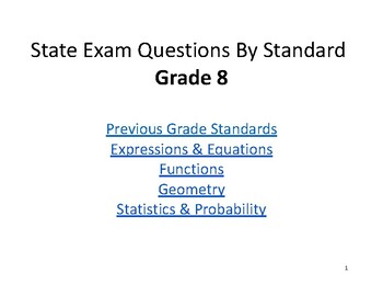 Preview of Grade 8 NYS Math Exam Questions By Standards