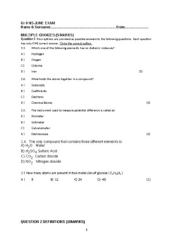 Grade 8 Natural Sciences PRACTICE EXAM QUESTIONS & ANSWERS by