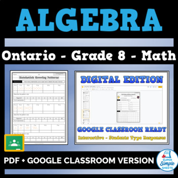 Preview of Grade 8 - New Ontario Math 2020 - Algebra: Patterns, Equations, & Coding