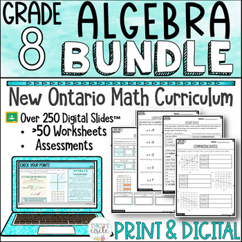 Preview of Grade 8 Ontario Math Algebra Bundle Patterning Equations and Coding