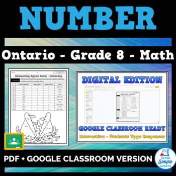 Preview of Grade 8 - New Ontario Math Curriculum 2020 - Number - GOOGLE AND PDF