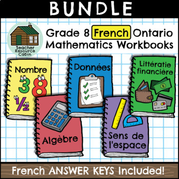 Preview of Grade 8 Ontario FRENCH Math Workbooks (Full Year Bundle)