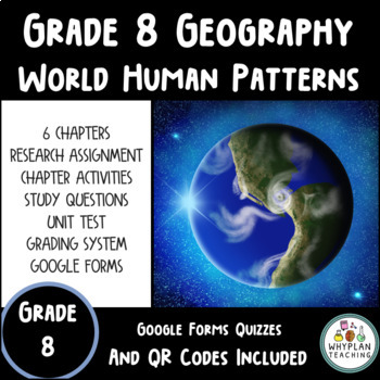 Preview of Grade 8 Ontario Geography Unit Workbook - World Human Patterns + PPT