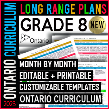 Preview of Grade 8 Ontario Long Range Plans 2024 | Editable | Printable | Curriculum SALE!