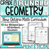 Grade 8 Ontario Math Curriculum Geometry Bundle Print and Digital