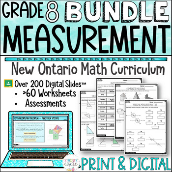 Preview of Grade 8 Ontario Math Curriculum Measurement Bundle Print and Digital