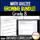 Grade 8 Ontario Math Curriculum Quiz Bundle - 2020 Google 