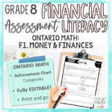 Grade 8 Ontario Math Financial Literacy Assessment and Projects