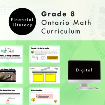 Preview of Grade 8 Ontario Math - Financial Literacy Curriculum -Digital Google Slides+Form