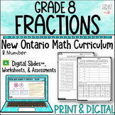 Grade 8 Ontario Math Fractions and Percent Print and Digital Unit
