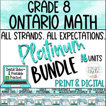 Preview of Grade 8 Ontario Math Full Year Digital Slides & Printable Platinum BUNDLE