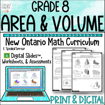 Preview of Grade 8 Ontario Math Measurement Area and Volume Print and Digital Unit