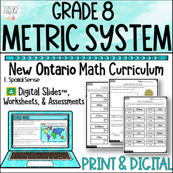 Preview of Grade 8 Ontario Math Measurement Metric System Digital Slides and Worksheets